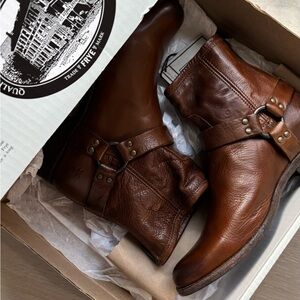 Frye Men's Dark Brown Leather Harness Boots